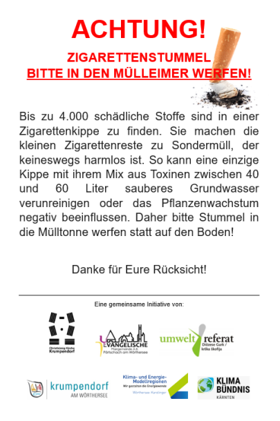 Plakat Zigarettenstummel Plakat Zigarettenstummel